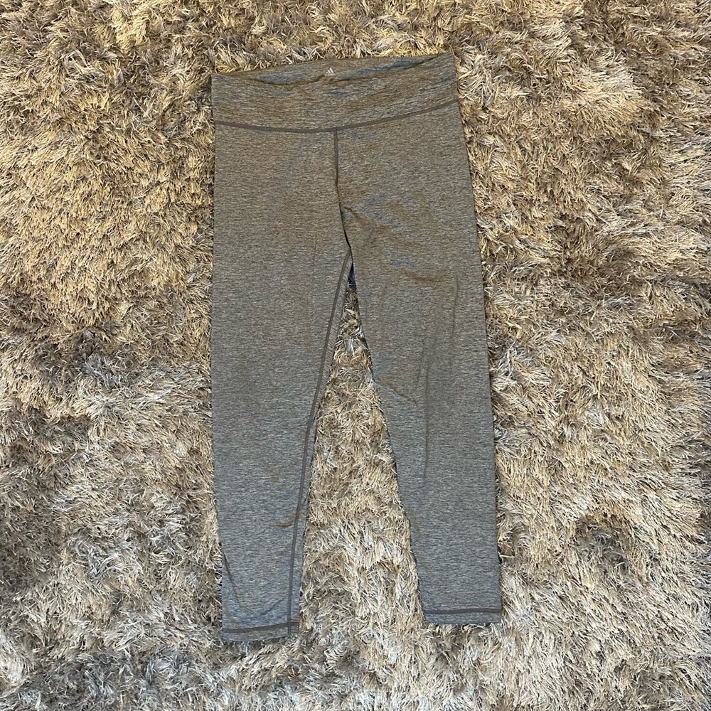 Heather Grey Full Length Yoga Pants - Adidas